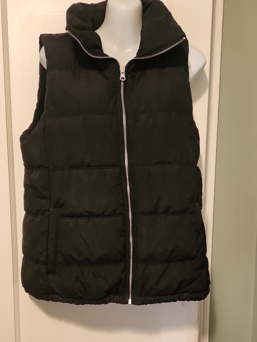 Black Quilted Puffer Vest with Front Zip